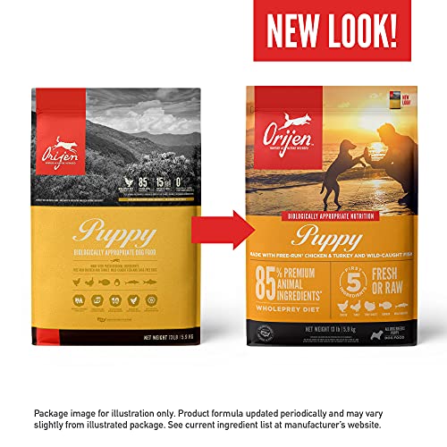 Orijen Dog Puppy Recipe, 4.5Lb, High-Protein Grain-Free Dry Puppy Food, Packaging May Vary #TOP2
