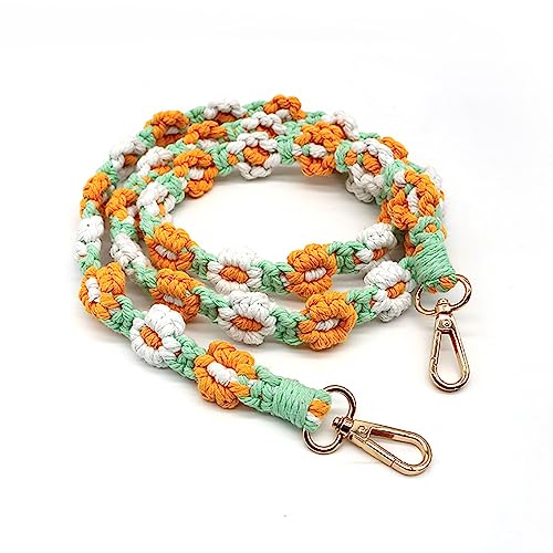 Image of Handmade Woven Cotton Rope Flower Shoulder Strap Bag Strap Purse Strap Crossbody Replacement Strap