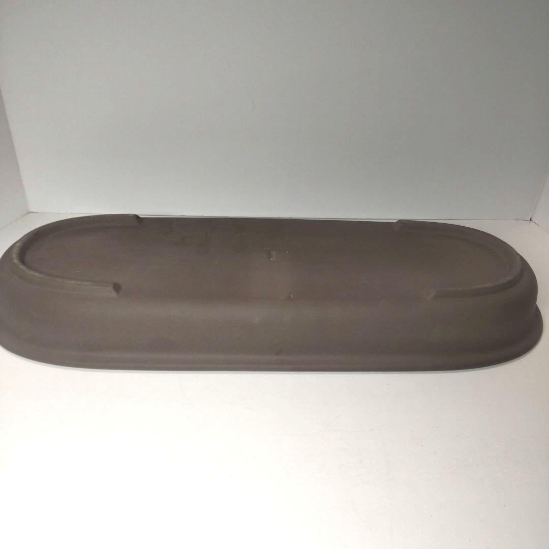小原流 烏泥小判型水盤 長径約50.2㎝ 受け皿 楕形 かねと