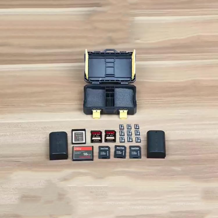 Image of SHOPEE 16 in 1 SD TF CF XQD Camera Battery Memory Card Storage Case, Professional Water-Resistant Anti-Shock Holder for 2 Camera Batteries, 5 SD Cards, 9 TF Cards, 2 CF Cards or 2 XQDs