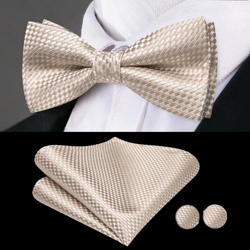 Image of Dubulle Mens Cummerbund and Bow Tie Set Paisley Floral Pretied Bowties for Men Pocket Square Cufflinks Wedding Business