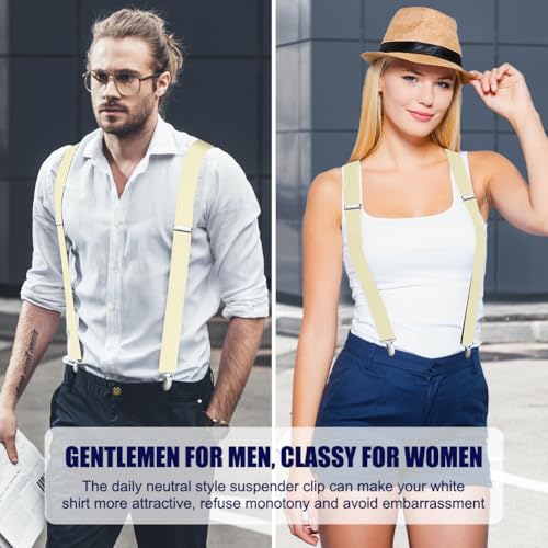 Image of Aomig Men's Adjustable Wide Braces, Extra Wide X Braces for Men, Braces for Men with Very Strong 4 Clips - 3.5 cm