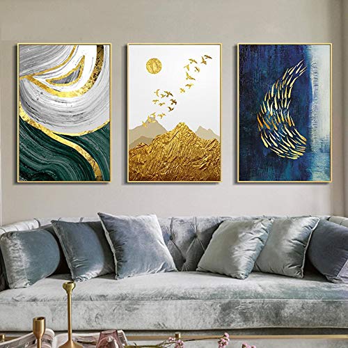Impression Giclée abstrait pour rénover deco salon sans travaux triptyque toile Hanpmy 3pcs