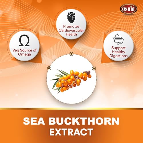 Image of Sea Buckthorn Extract Capsules 500 Mg | Berry Powder Capsule | Rich Source of Vegan Omega 3 6 7 & 9, Supports Digestions, Cardiovascular Health & Liver Detox - 60 Capsules (Pack of 6)