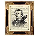  Edgar Allan Poe Rabe Gothic Poster Kunstdruck auf antiker Buchseite Geschenk Halloween Deko Steampunk ungerahmt