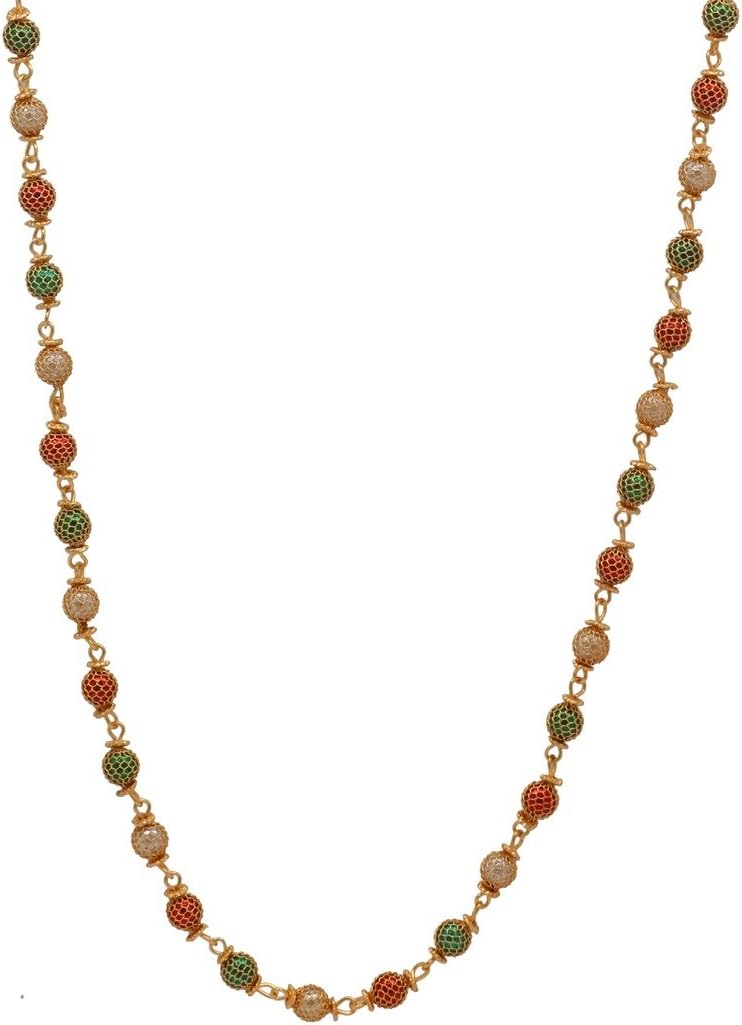 Adorelabel Designer Gold Plated Multi-colour Beads Chain Necklace Matar Mala Party Wear for Women/Girls