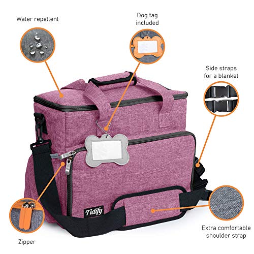 Dog Travel Bag Week Away/Overnight Accessories Organizer - Pet First Aid Pouch - Airline Approved 2 Food Storage Containers and Collapsible Bowls Water Resistant for Small, Medium & Large Dogs Pink - Thumbnail 6