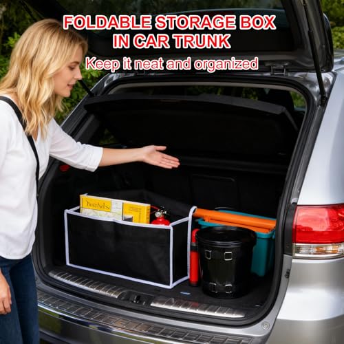GZRXIOUS Kofferraum Organizer Auto Kofferraumtasche, Faltbare Auto Aufbewahrungstasche Filz mit Klettverschluss, Rutschfest Stabil, Große Kofferraumtasche Klappdeckel, Universal Autotasche Organizer