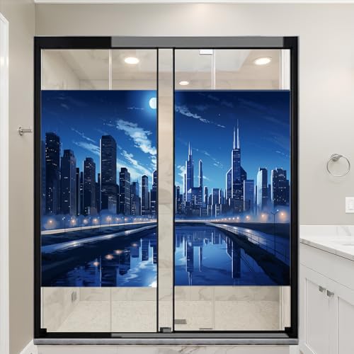 Vinilo adhesivo para ventana con paisaje urbano 17.7x23.6 pulg x2 miniatura 1