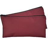DALIX Bank Bags Money Pouch Securi Deposit Utility Zipper Coin Bag Maroon 2 Pack