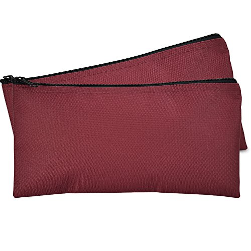 DALIX Bank Bags Money Pouch Securi Deposit Utility Zipper Coin Bag Maroon 2 Pack
