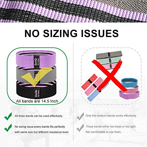EnriQ Booty Bands Fabric Resistance Bands for Legs and Butt - Non Slip Cloth Hip Bands Elastic Workout Bands - Activate Glutes and Thighs - Made of Premium Elastic Fabric (Black-GP)