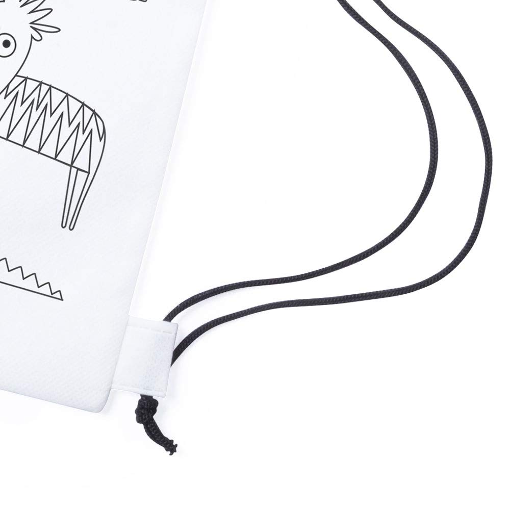 Lote 25 Bolsas Mochila para Colorear con Animales + 5 Ceras cada una. Regalos Infantiles para da en Cumpleaños, Colegios o Guarderías. Medidas 25x30 cm. Material Non Woven.