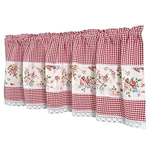 Dreamskull Scheibengardine Kariert mit Blumen und Spitze