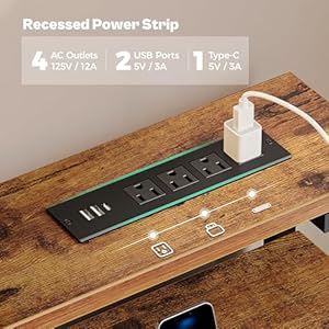 Huuger Gaming Desk with 6 Drawers, Computer Desk with LED Lights Power Outlets and Type-C, 47 Inch Office Desk with Storage, Monitor Stand, Writing Desk Work Desk for Home Office, Study, Rustic Brown Huuger Gaming Desk with 6 Drawers Computer Desk with LED Lights Power Outlets and Type C 47 Inch Office Desk with Storage Monitor Stand Writing Desk Work Desk for Home Office Study Rustic Brown