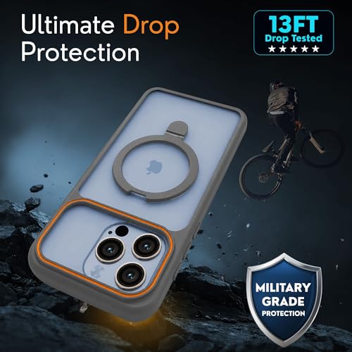 Image of AIBEX Protective OStand Case Compatible for Apple iPhone 15 Pro MagSafe Compatible | Slim Shockproof Back Cover with Camera Lens Protection, Strong Magnetic Support & Anti-Slip Grip | Military Grade