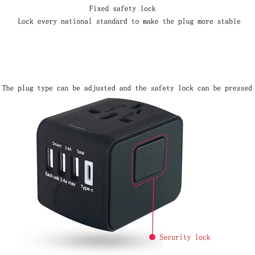 Enchufe Internacional Adaptador Convertidor Internacional Plug, 3 USB Trabajo Universal de Puertos for 224 países, Adaptador Universal Mundial de 100-240 voltios. Adaptador de Corriente