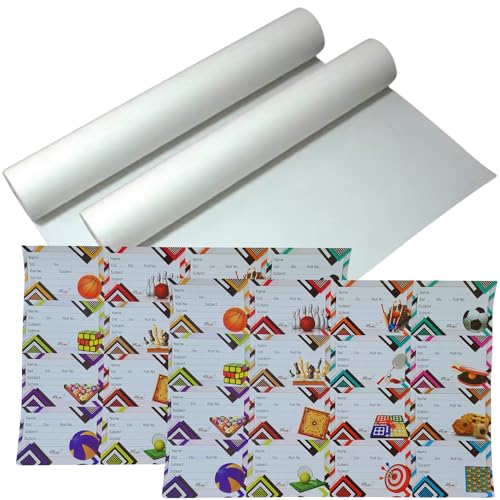 Image of Translucent Milky Frosty 10 Mtrs Book Cover Rolls (Pack of 2), 36 cm Wide Protective Covers for Notebooks, Includes 2 Sheets of Stickers /Bookplates (Sports)