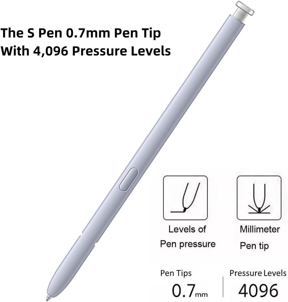 Galaxy S25 Ultra S Pen Replacement Compatible with Samsung Galaxy S25 Ultra All Versions,S25 Ultra Stylus Pen Slim 0.7mm Pen Tip, 4,096 Pressure Levels with 5pcs Tips (Whitesilver)