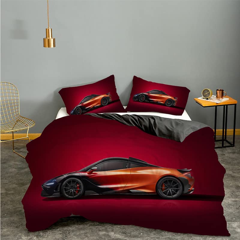 Housse de couette voiture de sport anti-plis en microfibre 240x260 cm pour adulte