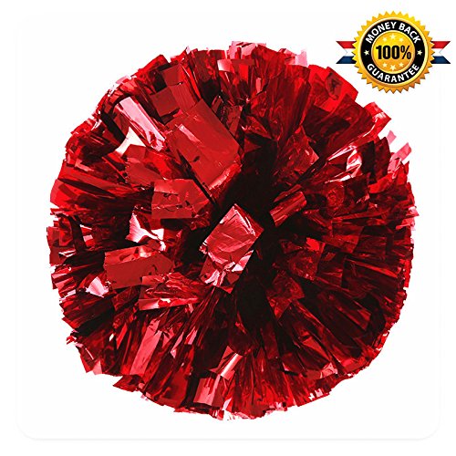 PUZINE Cheerleading Metallic Foil & Plastic Ring Pom Poms Cheerleading Poms Pack of