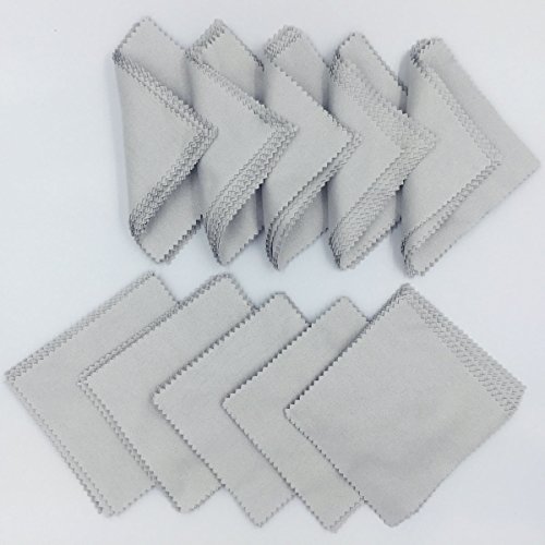Lantee 100 Pcs Jewelry Cleaning Cloth Polishing Cloth For Sterling Silver Gold Platinum (Grey, 10Cmx10Cm) #TOP3