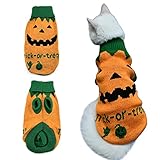 Vehomy Pet Puppy Dog Halloween Sweater Cat Pumpkin Knitwear Clothes Costume with Ghost Trick or Treat Pattern Dog Halloween Sweater Coat for Kittens Small Dogs Cats L