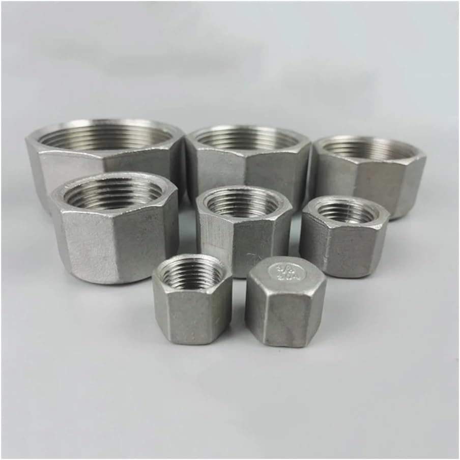 OSNEEOIY 1/4" 3/8" 1/2" 3/4" 1" 1-1/4" 1-1/2" 2" 3" 4" Female Hex End Cap 304 Stainless Steel Pipe Fitting Water Gas Oil(HEX END CAP_2")