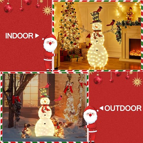Yaheetech YT-00130104 5 Ft Lighted Christmas Snowman, Outdoor Christmas Decoration W/ 80 Warm White Led Lights/Ground Stakes/Zip Ties For Holiday Front Yard/Porch/Indoor Decor thumb #2