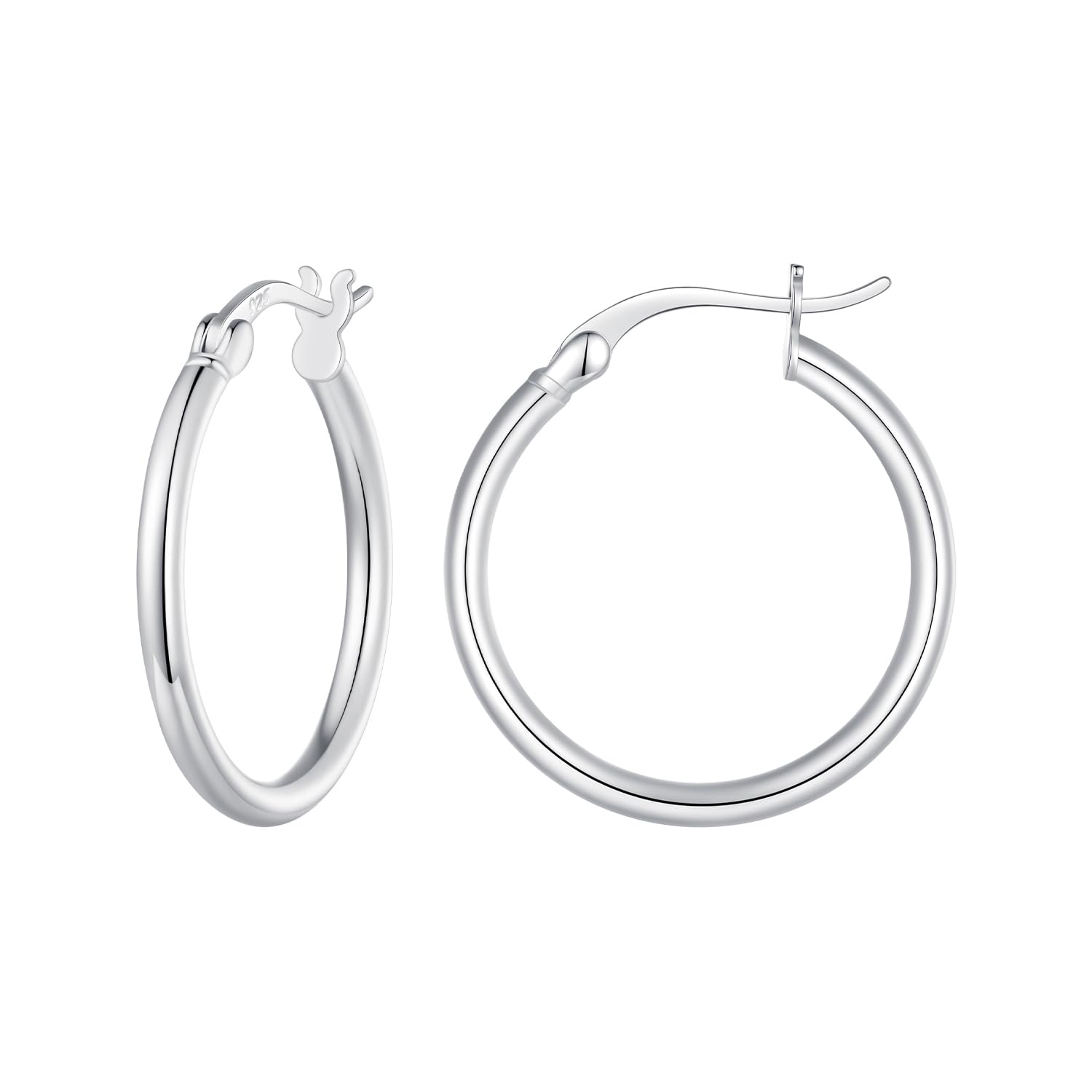 Qings Pendientes de Aro Plata Mujer Pequeños Grande Mediano Pequeño Plata de Ley 925 Oro Pendientes Aros Redondos para Niñas Diámetro 11/16/21mm