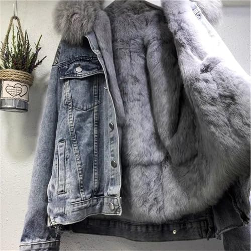 Winter Coats for Women Thickened Jean Jackets Warm Wool Outwear Parka Shacket Sherpa Fleece Lined Denim Jacket Pockets3