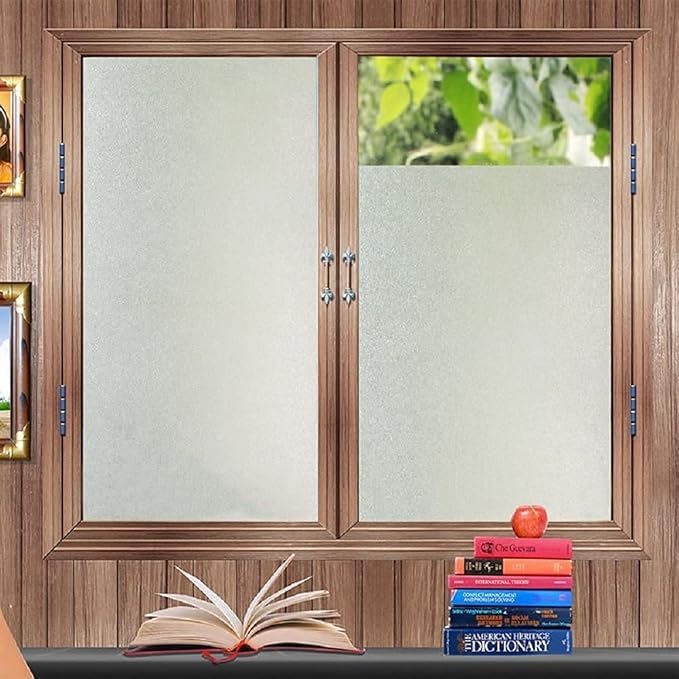 Image of Window Sticker - Privacy Blur Effect Decorative 2 Way Privacy Cover Glass Film | Self Static Cling /UV Sun-Control Window Decals Glass Sticker Frosted PVC Sheet || (61 x 200 Cm, 13.13 ft)