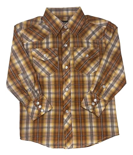 Image of Gioberti Boys Casual Western Plaid Long Sleeve Pearl Snaps Shirt