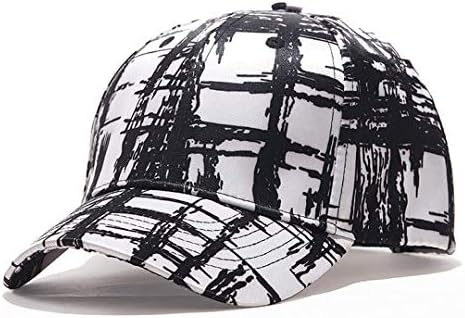 Quanhaigou Plaid Baseball Cap Mens Womens 3D Black White Graffiti Checked Printed Outdoor Cap Fashion Boys Girls Adjustable Sports Hats
