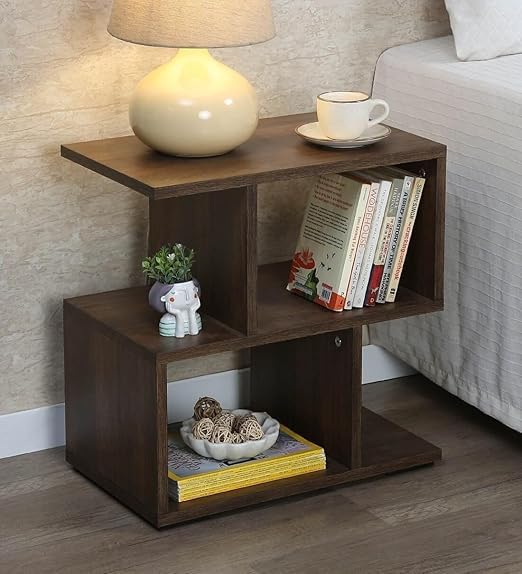 Image of HIGH DOMAIN Modern Wooden Side Table for Living Room | Sofa Side Table & End Table for Home Decor (Brown)