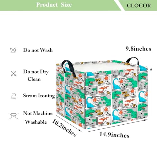 Image of CLOCOR Rectangular Storage Bin,Waterproof Book Box,Room Decor(Comic Dinosaur)