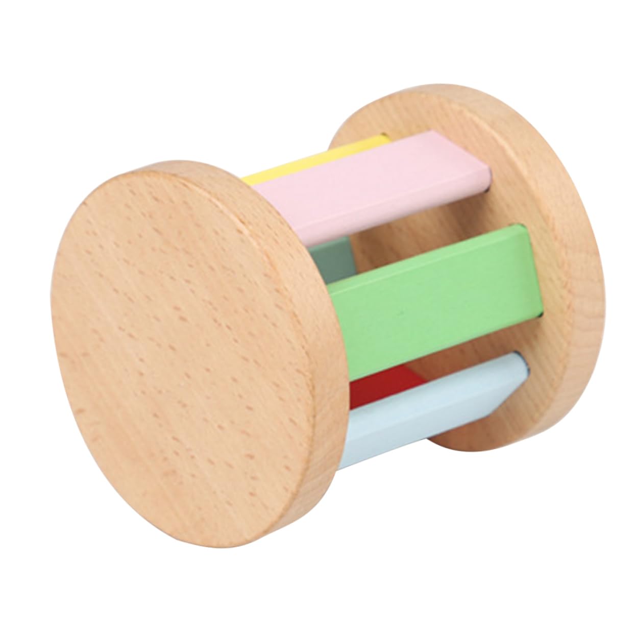 Hohopeti Wooden Roller Rattle Montessori Sensory Instrument for Boy Girl Safe Plaything for Early Education Showers Engaging Design Promotes Hearing Coordination