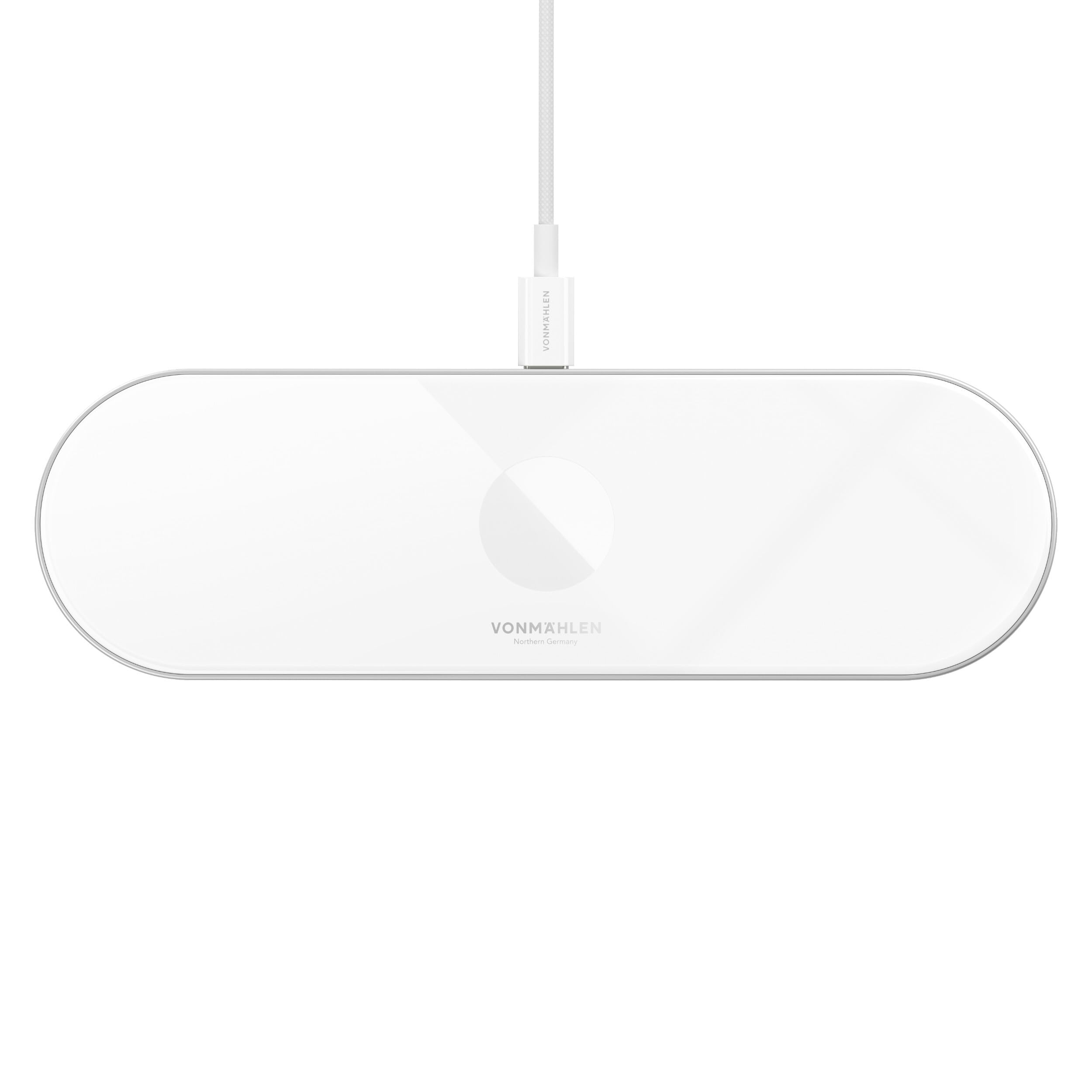 VONMÄHLEN Aura Home - Wireless Charging Pad - 3in1 Schnellladegerät, Magnetisches Multi-Gerät-Ladepad, Kompatibel mit Handyhüllen bis zu 7mm, Hochwertige Materialien, Minimalistisches Design - White
