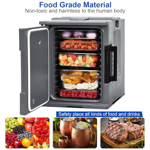 Caja calentadora de alimentos calientes con ruedas, transportador de alimentos aislado para catering, bufé, restaurante, cantina, solución de transporte térmico