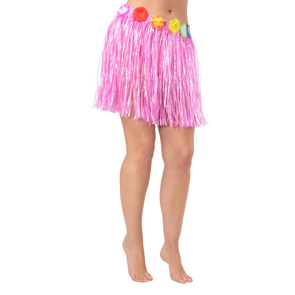 Wicked Costumes Adult Hawaiian Grass Hula Skirt - 40cm Length (Pink)