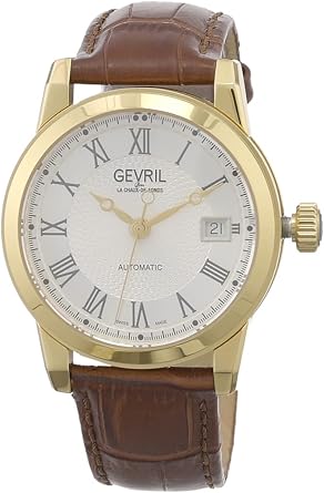 Gevril Mens Madison Swiss Automatic Watch, Genuine Italian Leather Strap