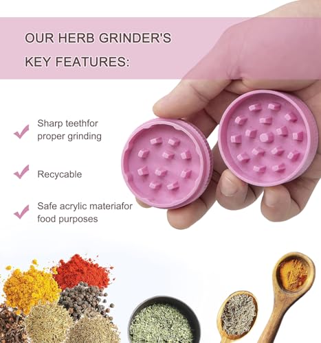 4-Pack Grinder And Tray Set, Grinder Kit and Accessories for Kitchen Seasonings Spice Tools(Pink) - Image 3