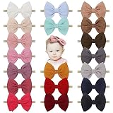 Lanmerry 4.5 inches Hand-made Baby Bow Nylon Stretchy Headband Colorful Pack of 19 for Newborn Infan