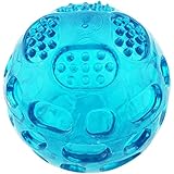 ADUCK Pet Puppy Dog Squeaky Fetch Ball Toys [Meteorites Bouncy Series] Bite Resistant Squeeze Chew Toy for Aggressive Chewers [Non-Toxic Soft Rubber], Cute Crystal Blue Ball Design - 3.15 Inches