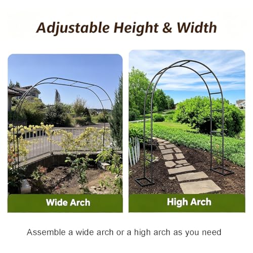 Arco de jardín para bodas y plantas trepadoras, enrejado de metal negro de 86.5" 7
