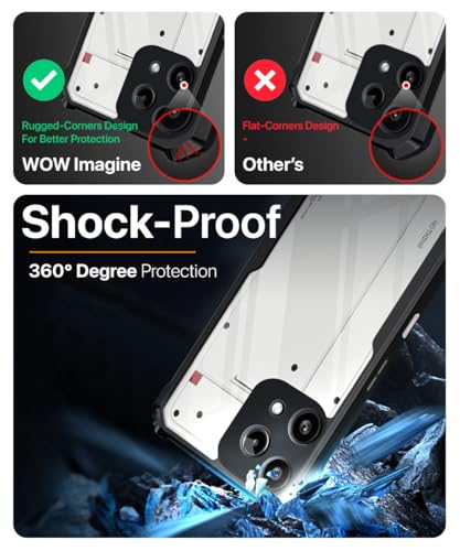 Image of WOW IMAGINE Shock Proof Clear Back Case Mobile Cover for Nothing Phone 3A Lite (Hard | Hybrid PC + TPU | Full Armour Device & Camera Protection | Black)