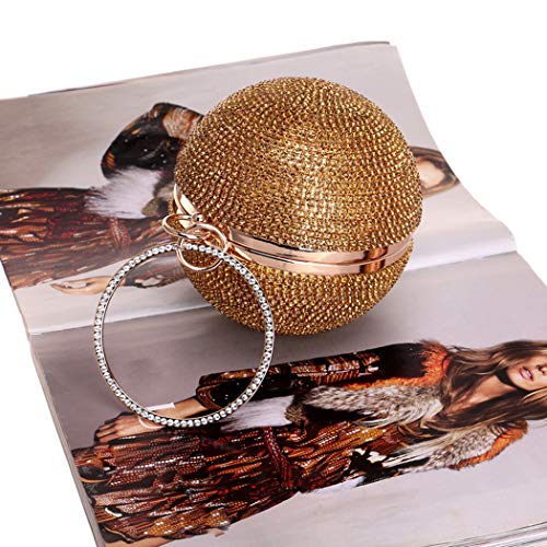 Image of Ball Shape Clutch Purse Party Handbag Rhinestone Ring Handle Evening Bag