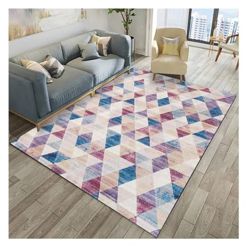 Tapis moderne salon géométrique rétro bleu 80x160 rectangulaire - 2