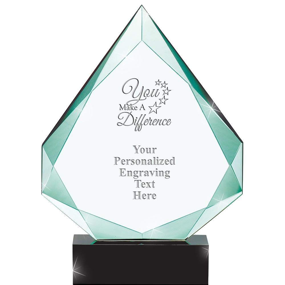 Crown Awards Personalized Crystal Trophy, 9" Engraved Legacy Jade Crystal Award Prime