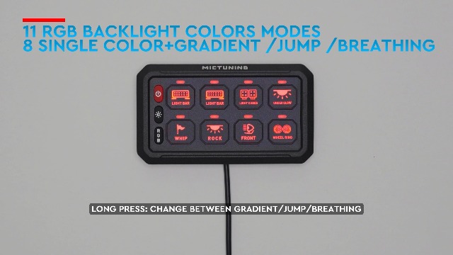 Image of MICTUNING RGB 8 Gang Switch Panel with APP Control Adjustable Strobe Pulse